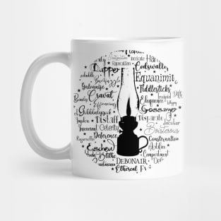 Gas Lamp Victorian Words in Dark Font Mug